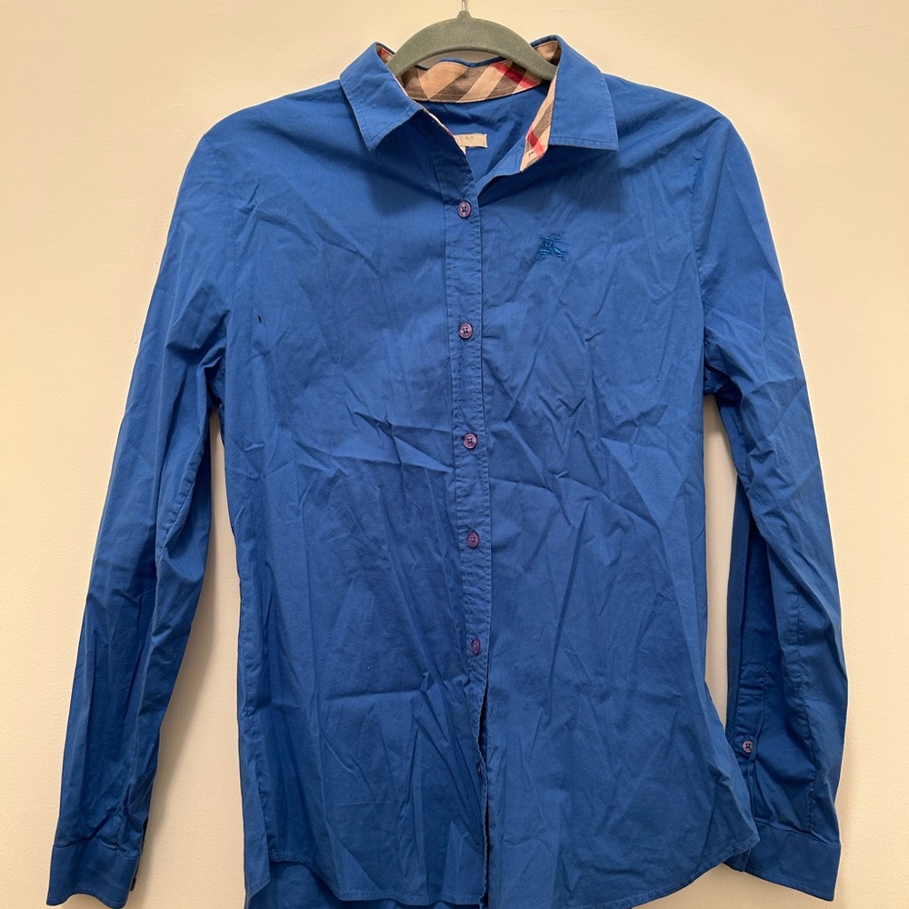 Burberry Women’s Vibrant Blue Button Down Shirt